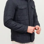 QUILTED SHACKET WITH CORDUROY COLLAR
